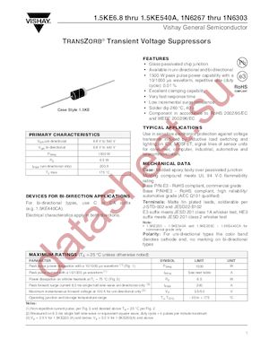 1.5KE6.8A-E3/54/BKN datasheet  