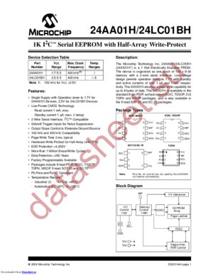 24AA01HT-I/LT datasheet  