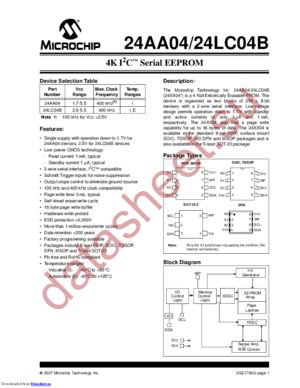 24AA04-I/OT datasheet  