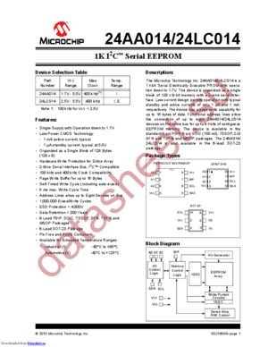 24AA014TI/MNY datasheet  