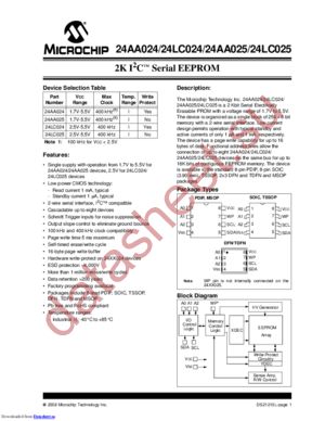 24LC025T-I/MC datasheet  