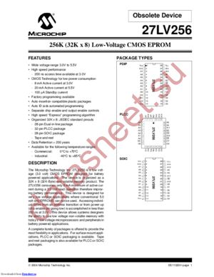 27LV256T-20/L datasheet  