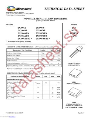 JANS2N2907AUBC datasheet  