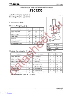 2SC2235-Y(F) datasheet  