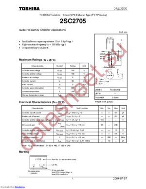 2SC2705-O(TPE6,F) datasheet  