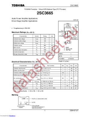 2SC3665-Y(F) datasheet  