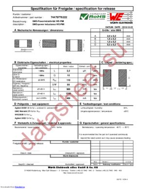 74479776222 datasheet  