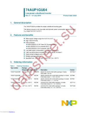 74AUP1GU04GF,132 datasheet  