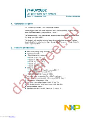 74AUP2G02GT,115 datasheet  