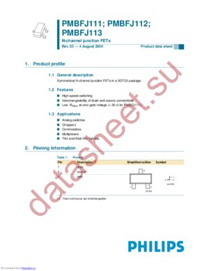 PMBFJ112,215 datasheet  