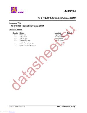a43l2616v-7vf datasheet  
