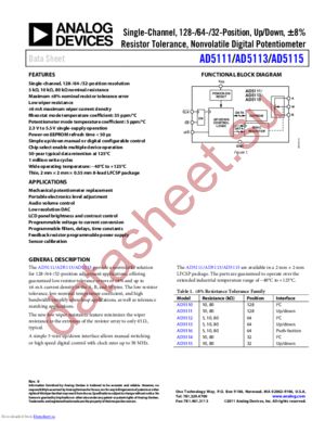 AD5115BCPZ80-500R7 datasheet  