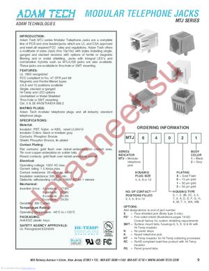 MTJ-660X1 datasheet  