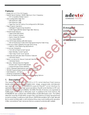 AT45DB081D-SU-2.5-SL383 datasheet  