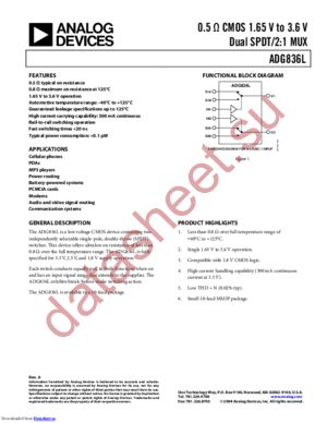 ADG836LYRM-REEL datasheet  