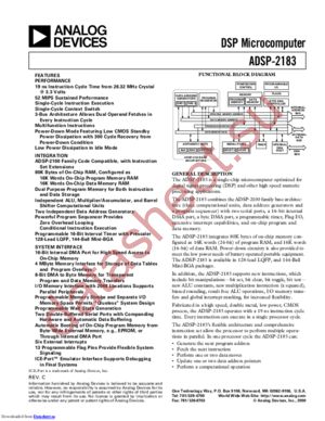 ADSP2183BSTZ160 datasheet  