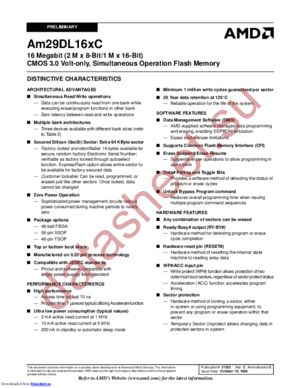 AM29DL16XCT70ZC datasheet  