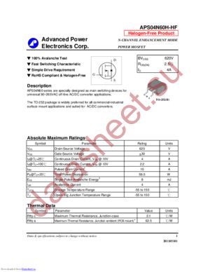 APS04N60H-HF datasheet  