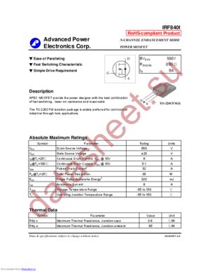 IRF840I datasheet  