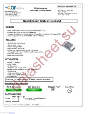 PESD0402-140 datasheet  