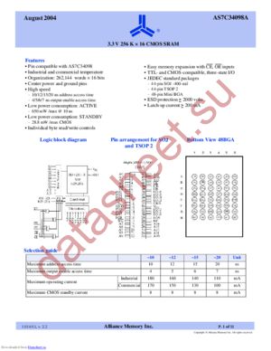 AS7C34098A-10BIN datasheet  