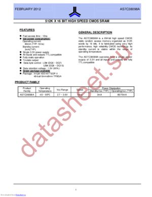 AS7C38098A-10ZINTR datasheet  