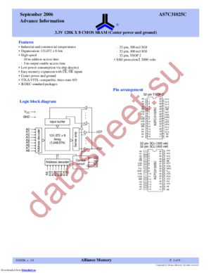 AS7C31025C-12JINTR datasheet  