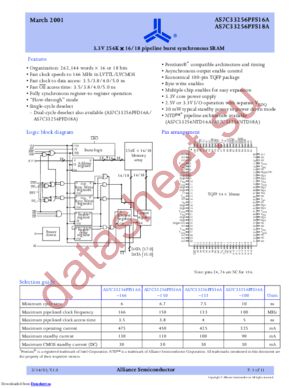 AS7C33256PFS16A-100TQC datasheet  