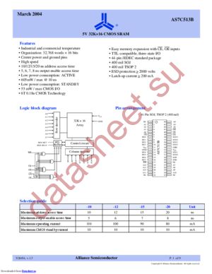 AS7C513B-10JC datasheet  