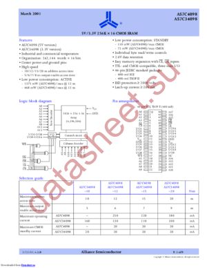 AS7C34098-10TC datasheet  
