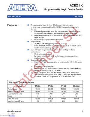 EP1K50-1 datasheet  