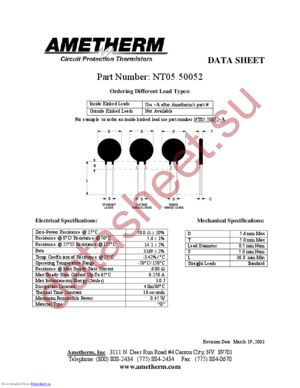 NT0550052 datasheet  