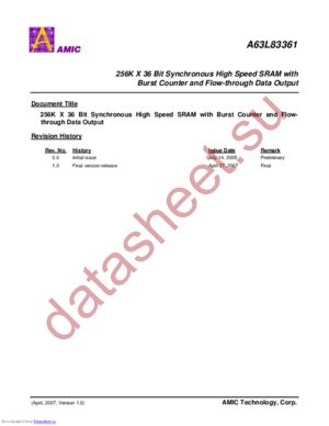 A63L83361E-6.5IF datasheet  