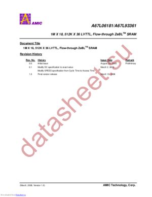 A67L06181E-6.5IF datasheet  