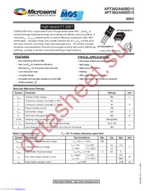 APT36GA60BD15 datasheet  