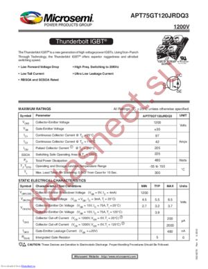 APT75GT120JRDQ3 datasheet  