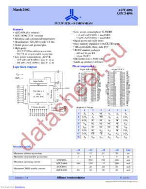 AS7C4096L-20 datasheet  