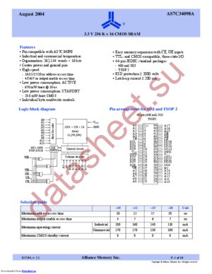 AS7C34098A-15JI datasheet  