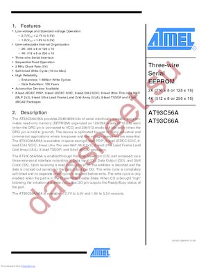 AT93C56A-10SU-1.8 SL383 datasheet  