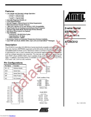 AT24C512-10PC datasheet  