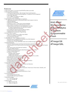 ATMEGA128-16AUR datasheet  
