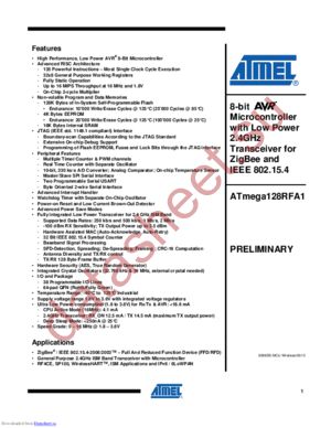 ATMEGA128RFA1-ZF datasheet  