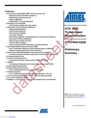 AT91FR40162SB datasheet  