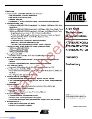 AT91SAM7XC256AU datasheet  