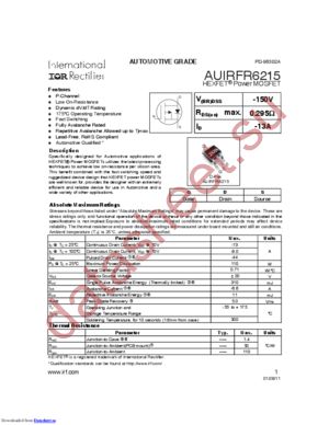 AUIRFR6215TRL datasheet  