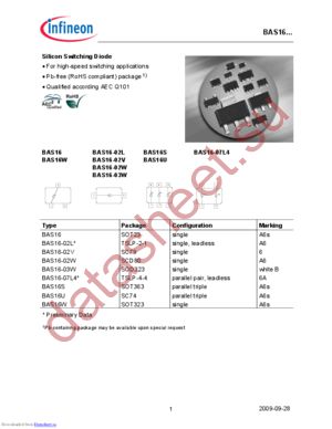 BAS16WE6327XT datasheet  