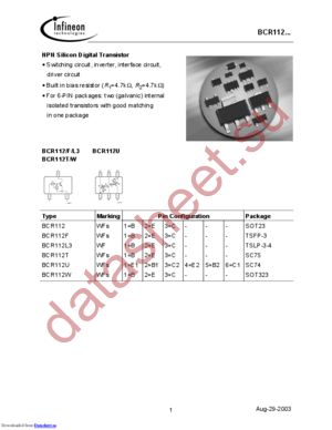 BCR 112T E6327 datasheet  