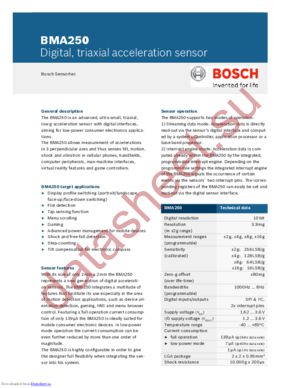 BMA250 Bosch Sensortec pdf datasheet