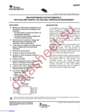 BQ26220PWRG4 datasheet  