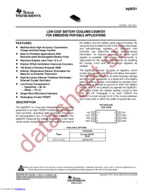 BQ26231PWRG4 datasheet  